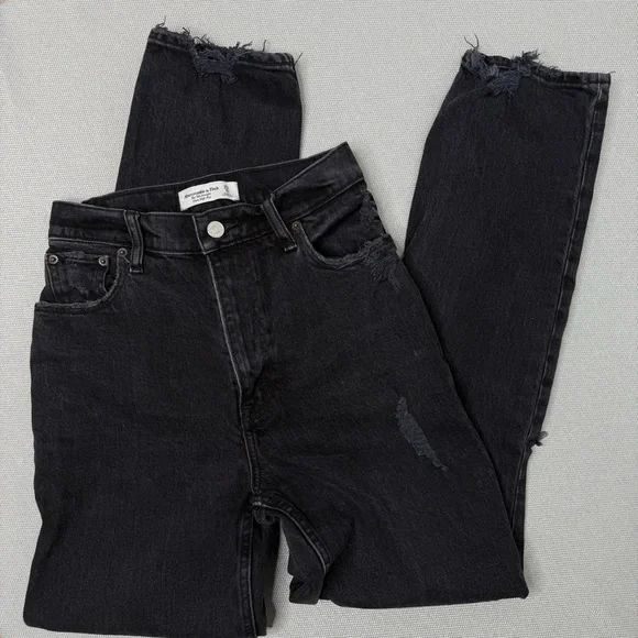 Abercrombie‎ & Fitch Curve Love 90s Ultra High Rise Straight Jeans 25 0 - Picture 2 of 7